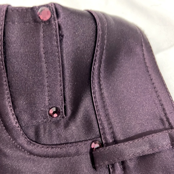 Cache Silk Like Skirt, Burgundy, with Pockets & Crystals, Elegant, Preowned - Picture 8 of 8